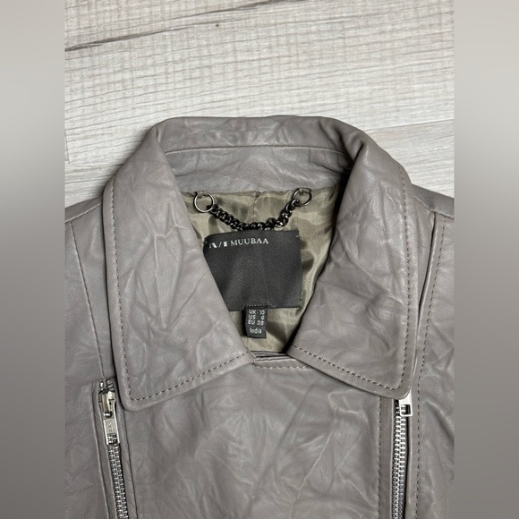 BLACK FRIDAY SALE - MUUBAA - Lamb Leather Jacket, Gulrro Biker in Hard Grey - Picture 9 of 10